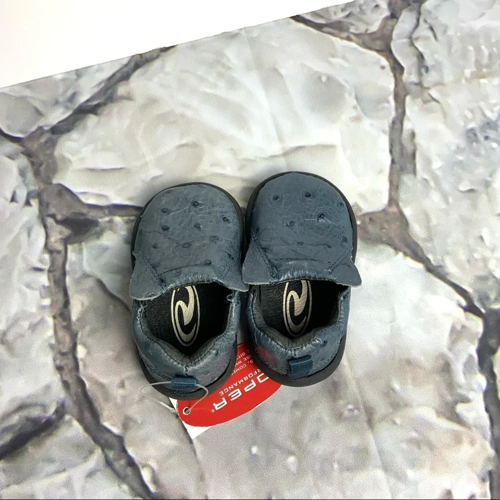 NWT Roper Ostrich Blue Leather Slip-On Clog Loafer Shoes Infant 2